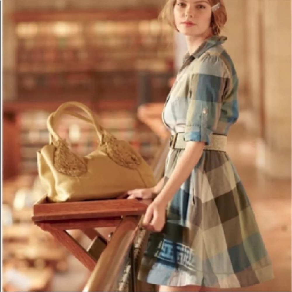 ANTHROPOLOGIE Moulinette Soeurs Reed Shirt Dress Plaid Blue {YY48} size 0